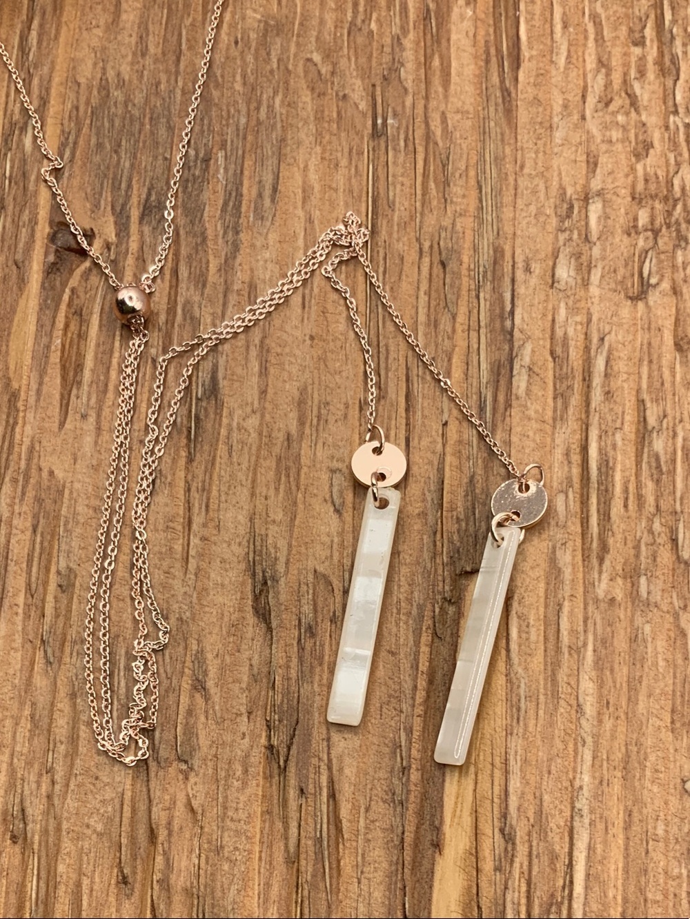 LC Lauren Conrad Layered Lariat Rose Gold Tone Double Bar Necklace